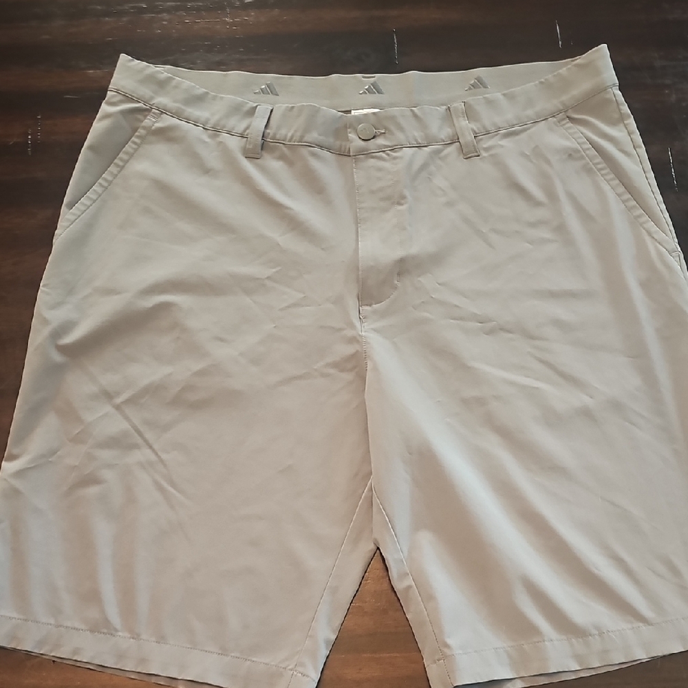 Adidas Gray Flat Front Shorts Lightweight Casual